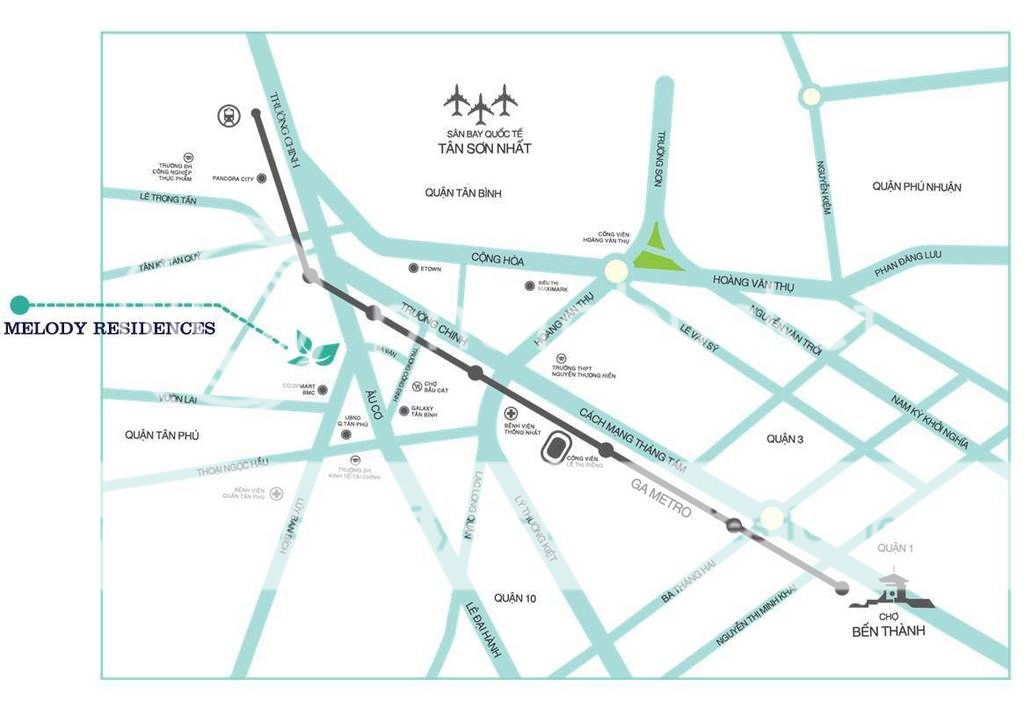 Căn hộ MELODY RESIDENCES mặt tiền ÂU CƠ - Từ 1,3 Tỷ/Căn 2PN, 2WC - 3